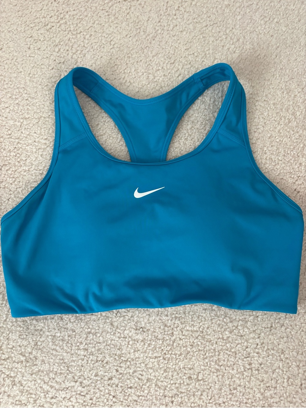 Nike Teal Racerback Athletic Sports Bra with White Swoosh